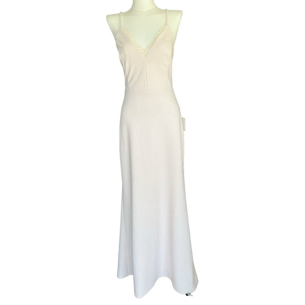 NWT Lulus V-Neck Adjustable Strap Open Lace Back Fishtail Hem Dress Women Sz XL